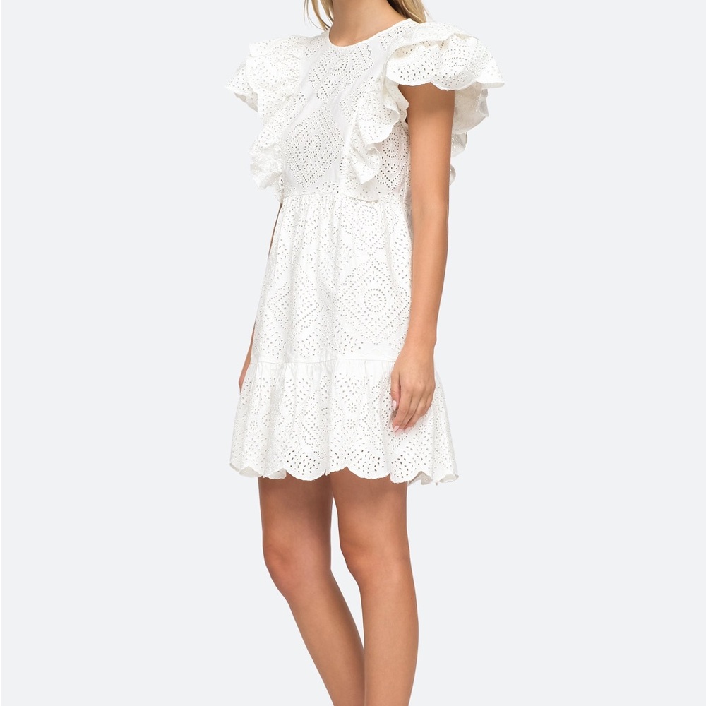 SEA New York Vienne White Eyelet Mini Dress